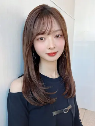 ミディアム カラー 縮毛矯正♡透明感 カラー髙田海斗のヘアスタイル