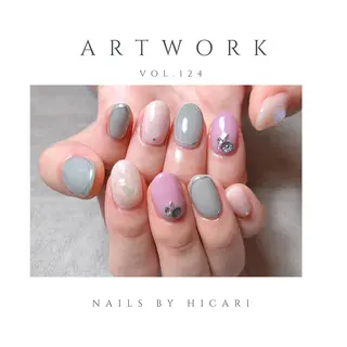 ショート カラー ネイル マツエク・マツパ illum hicariのネイルデザイン