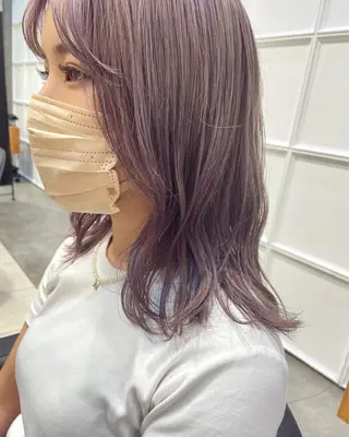 ミディアム カラー ヘアアレンジ 髪質改善カラー&TR 縮毛矯正/弱酸性矯正のヘアスタイル