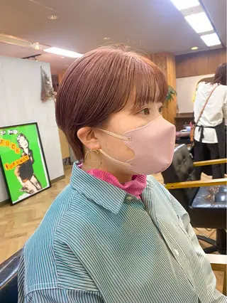 ショート カラー パーマ ヘアアレンジ ハル🌸柔色/ ブリーチなし/艶髪のヘアスタイル