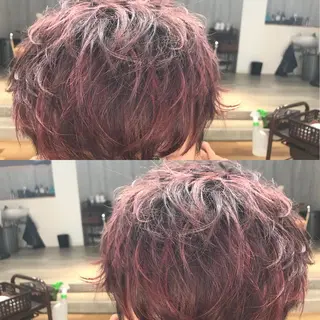 パーマ メンズ ハイトーン髪質改善 家中貴典のヘアスタイル