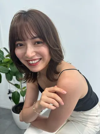 ミディアム ボブ/透明感カラー /しなる🌷のヘアスタイル