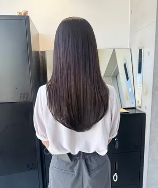 ロング カラー パーマ ヘアアレンジ 透明感/オリーブ/ グレージュ/YUKAのヘアスタイル