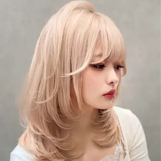 ミディアム カラー ダブルカラー 韓国レイヤーKYONのヘアスタイル