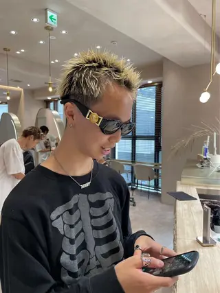 ショート カラー メンズ heavenly by HAVANA新宿所属・メンズショート/ピン パーマ/新宿/フウガのヘアスタイル