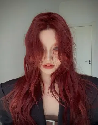 ロング カラー ヘアアレンジ 中韓🇰🇷暖色/ ワインレッド/らいるのヘアスタイル