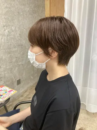 ショート カラー 🟢ウルフ／スパイラ ルパーマ／大西🟢のヘアスタイル