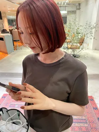 ミディアム カラー スパイラルパーマ 🌐hina⭐️のヘアスタイル