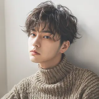 ミディアム パーマ メンズ イトウ ヒカルのヘアスタイル