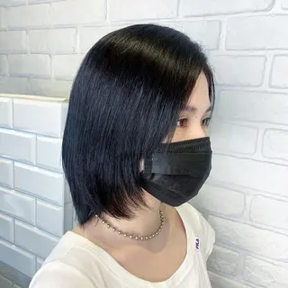 ミディアム パーマ ヘアアレンジ 髪質改善/縮毛矯正 艶カラー/珠聡のヘアスタイル