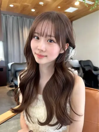 ロング 顔周りcut/ 艶ワンカラー♥ちさきのヘアスタイル