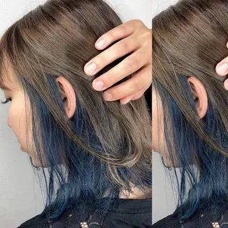 ミディアム カラー JuNブリーチに 縮毛矯正するプロのヘアスタイル