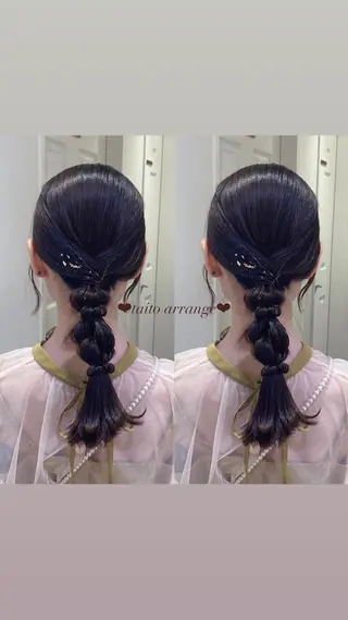 ヘアアレンジ エクステ🎀 暖色カラー🎀amiのヘアスタイル