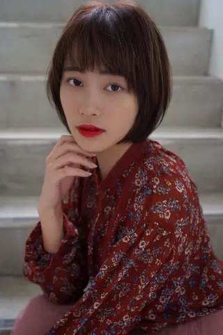 ショート カラー ヘアアレンジ EMANONシェアサロン心斎橋店所属・韓国メンズヘア　ミル クティボブ　足立佳代のヘアスタイル