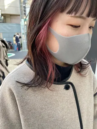 ミディアム カラー パーマ/透明感カラー /ボブ/吉田一生のヘアスタイル