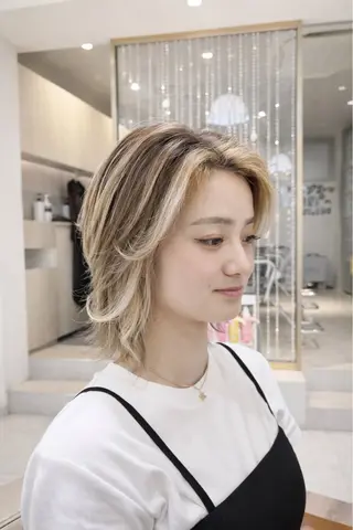 ミディアム カラー 野田阪神/レイヤー/ ハイライト/yuuのヘアスタイル