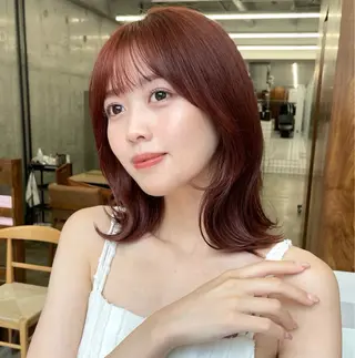 ミディアム カラー 盛れる顔周り /透明感/かりん🎀のヘアスタイル