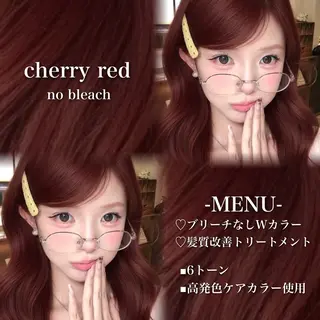 ロング カラー 💗愛され暖色💗 ピンク/レッド💗のヘアスタイル