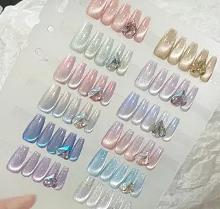 ネイル リボン、ガーリー パーツ放題専門店のネイルデザイン