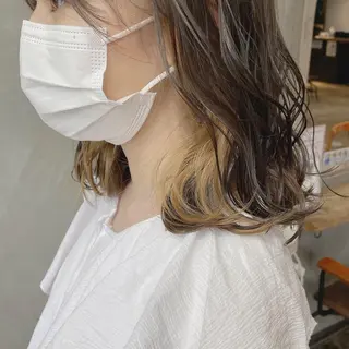 ミディアム カラー 梅田美容室 山崎海波のヘアスタイル