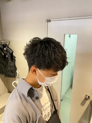 セミロング パーマ ヘアアレンジ メンズ メンズ特化 水口湧太のヘアスタイル