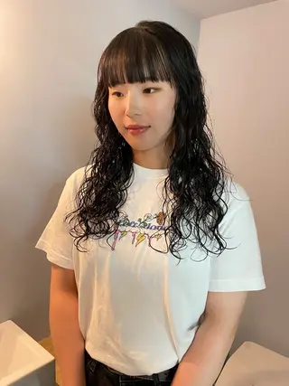 ロング パーマ カットモデル/ ハイトーン/ゆうあのヘアスタイル