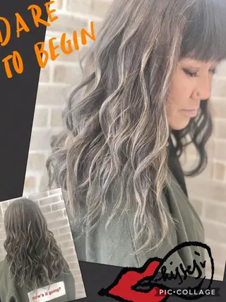 セミロング カラー 永島 桜のヘアスタイル