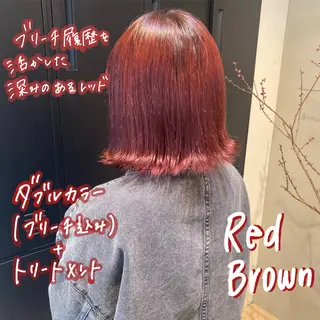 ミディアム カラー 暖色艶color / ボブ🦩Rioのヘアスタイル