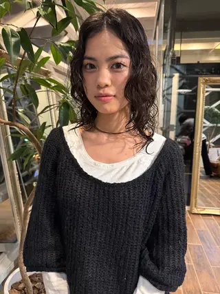 ロング パーマ 村上 輝のヘアスタイル