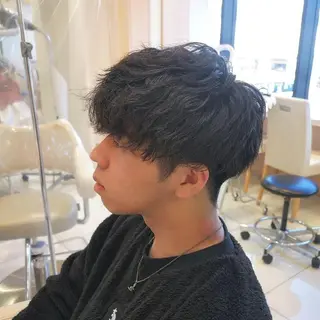 メンズ パーマ 渡辺 愛枝/艶カラー🩵のヘアスタイル