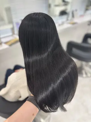 ロング カラー ブリーチなし透明感 ×縮毛矯正🤍ユウのヘアスタイル