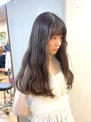 ロング カラー パーマ ヘアアレンジ ハル🌸柔色/ ブリーチなし/艶髪のヘアスタイル