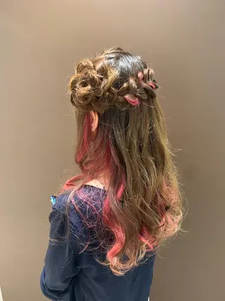 ロング ヘアアレンジ きむえり/髪質改善 /セット/カラーのヘアスタイル