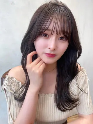 セミロング カラー 顔周り/くびれヘア 韓国ヘア💕風間るなのヘアスタイル