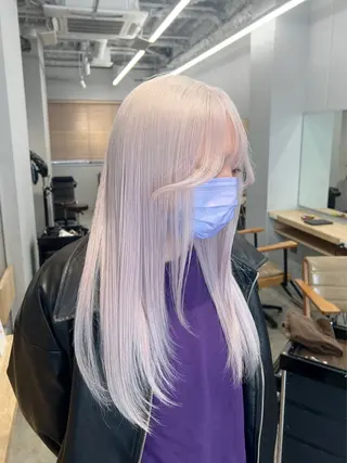 ロング SALOWIN柏Suite所属・ブリーチ毛の縮毛矯正 ハイトーン/岡本智樹のヘアスタイル