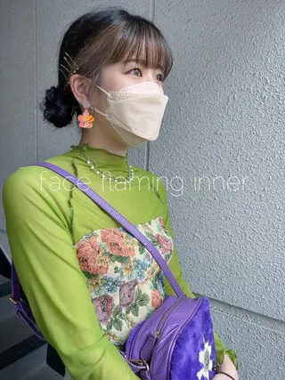 セミロング カラー ヘアアレンジ カラーパティシエ facce🌼ikoのヘアスタイル