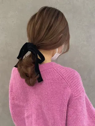 セミロング カラー ヘアアレンジ 🧡梅田ハイトーン カラー🧡runaのヘアスタイル