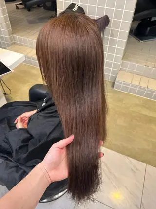 ロング カラー 🥯縮毛/レイヤー/ ベージュヘア🥯のヘアスタイル