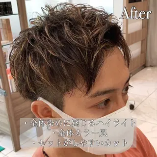 ショート カラー メンズ 【メンズ縮毛矯正】 田中秀斗のヘアスタイル