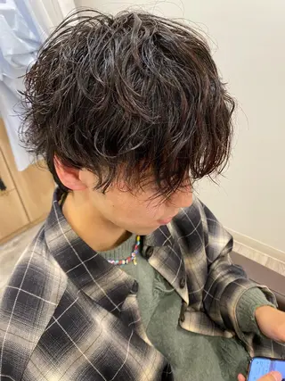 パーマ メンズ マツモト カラー/ショートボブのヘアスタイル