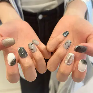 ネイル 🫧飛山琉桜/二条 ネイルアート/束感のマツエク・マツパデザイン