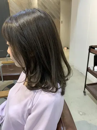 ミディアム カラー パーマ ヘアアレンジ メンズ キッズ ネイル マツエク・マツパ 中津No.1髪質改善 店長✨透ける暗髪のヘアスタイル
