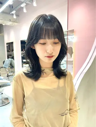 ミディアム カラー 美髪矯正 ブリーチな しダブル🍒❤ゆうきのヘアスタイル