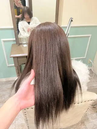 ロング カラー ショートボブモデル縮 毛艶髪津田パーマのヘアスタイル