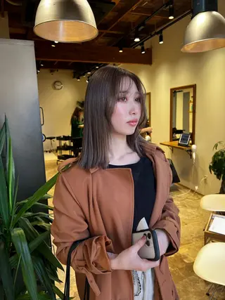 ミディアム カラー nishido ハイライト/海外ヘアのヘアスタイル