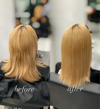 セミロング パーマ ブリーチ矯正/ ブリーチ特化mikaのヘアスタイル