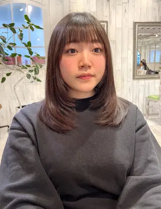 セミロング カラー 【韓国ヘア×透明感 カラー】笹谷 莉未のヘアスタイル