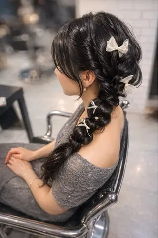 ロング パーマ ヘアアレンジ 透明感/オリーブ/ グレージュ/YUKAのヘアスタイル