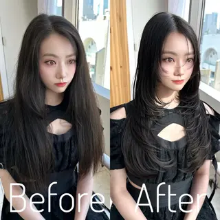 ロング カラー 🇰🇷韓国風くびれ ヘア🇰🇷中村優大のヘアスタイル