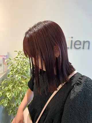ミディアム カラー miyu✂︎Lien 上品なブリーチカラーのヘアスタイル